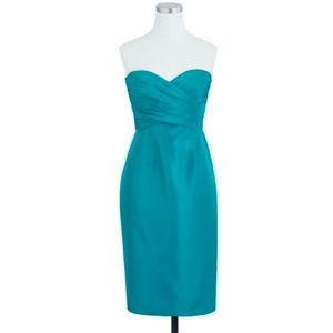 NEW 4 JCREW SILK TAFFETA KRISTIN DRESS VINTAGE PEACOCK Teal Green Formal Small